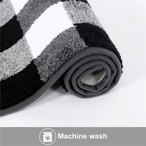 2 Pieces Buffalo Plaid Check Rug Set Water Absorb Microfiber NonSlip Kitchen Rug - Picture 5 of 6